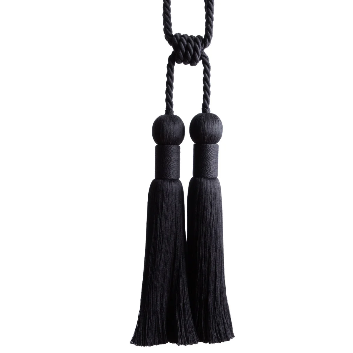 Black Linen Double Tassel Curtain Tieback